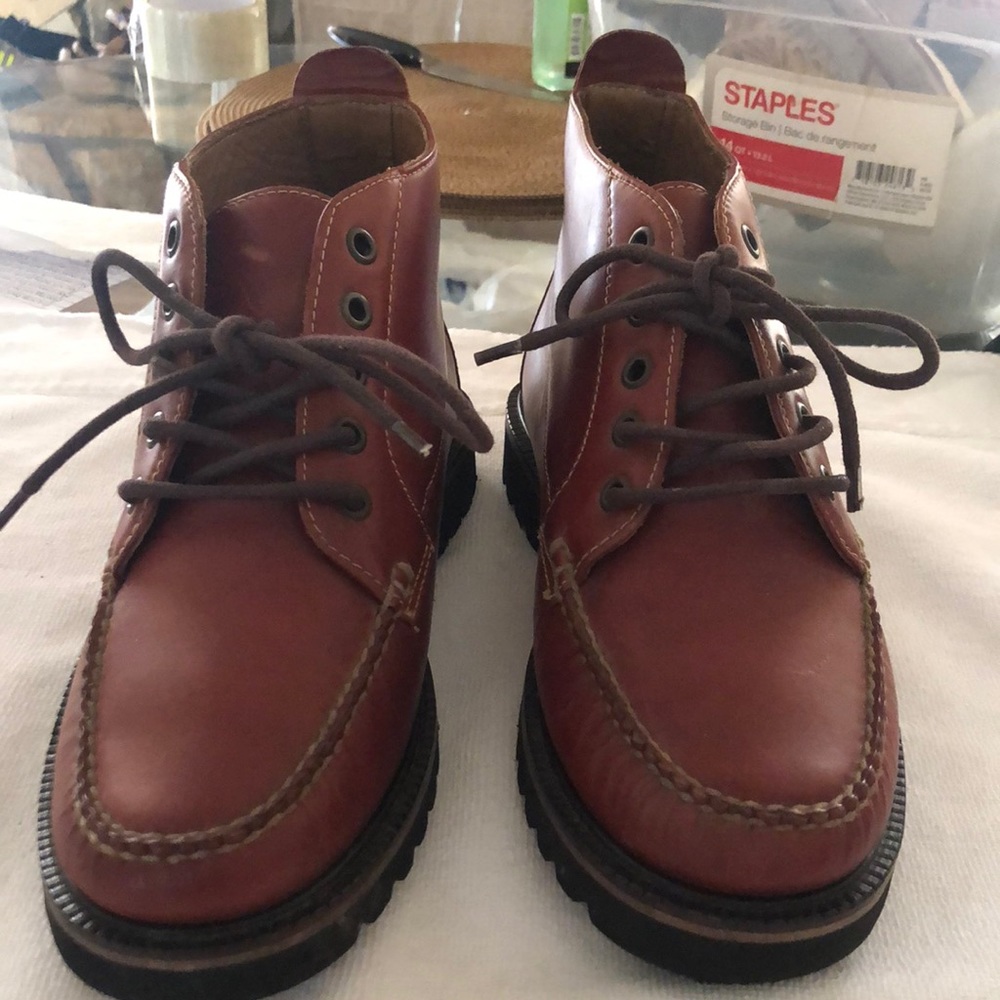 Vibram Brown Leather Moc Toe Boots